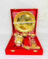7 Pc Pooja Thali Set with Velvet Box | Premium Metal Aarti Plate with Kalash, Diya, Bell, Spoon, Incense Holder & Kumkum Container | Ideal for Daily Pooja, Festivals, Weddings & Housewarming Gift